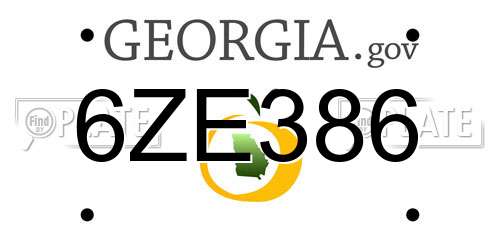 6ZE386 Georgia License Plate