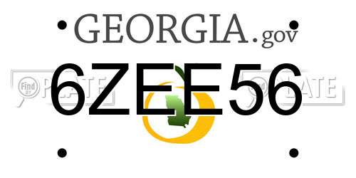 6ZEE56 Georgia License Plate
