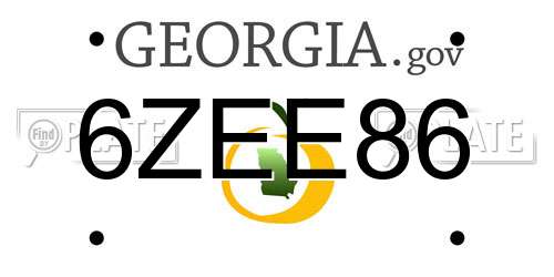 6ZEE86 Georgia License Plate