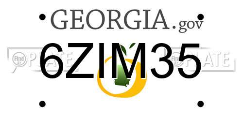 6ZIM35 Georgia License Plate