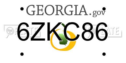 6ZKC86 Georgia License Plate