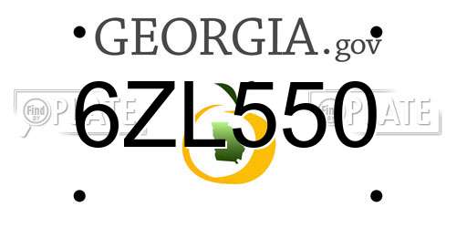 6ZL550 Georgia License Plate