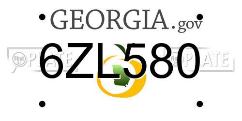 6ZL580 Georgia License Plate
