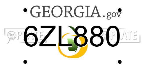 6ZL880 Georgia License Plate
