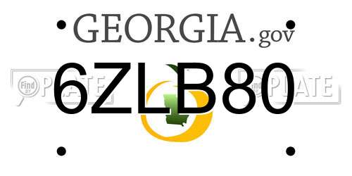 6ZLB80 Georgia License Plate