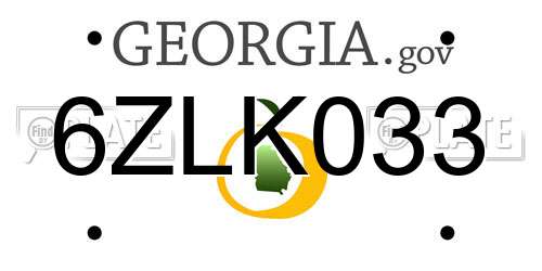 6ZLK033 Georgia License Plate