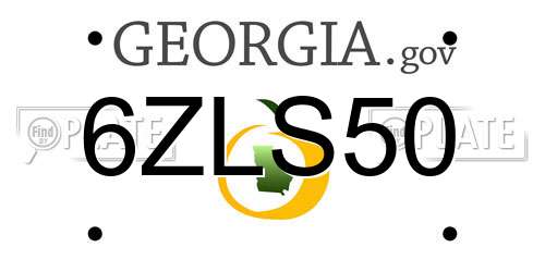 6ZLS50 Georgia License Plate