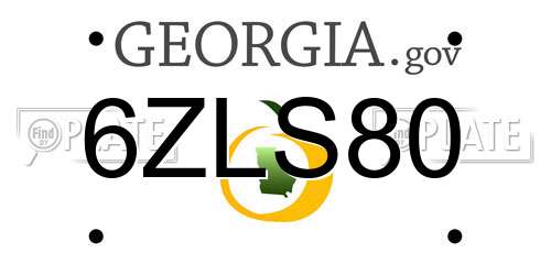 6ZLS80 Georgia License Plate