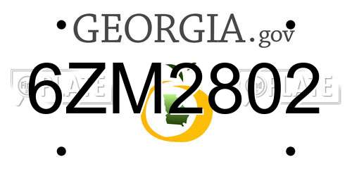 6ZM2802 Georgia License Plate
