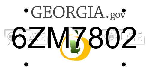 6ZM7802 Georgia License Plate