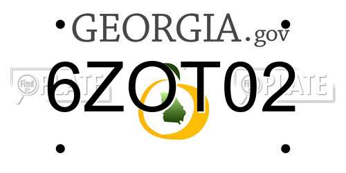 6ZOT02 Georgia License Plate