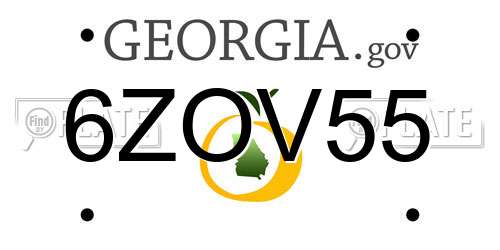 6ZOV55 Georgia License Plate