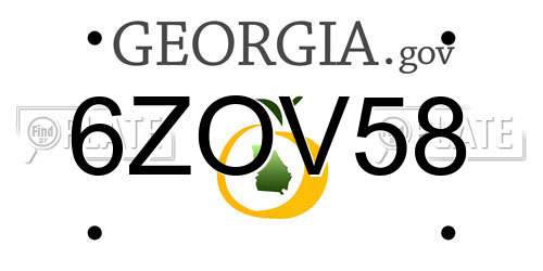 6ZOV58 Georgia License Plate