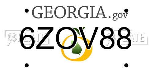 6ZOV88 Georgia License Plate