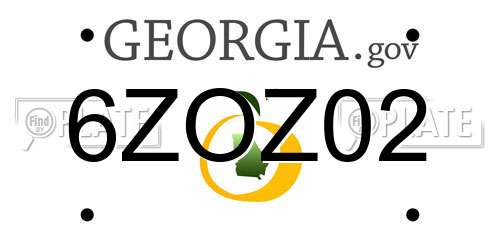6ZOZ02 Georgia License Plate
