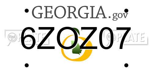 6ZOZ07 Georgia License Plate