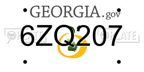 6ZQ207 Georgia License Plate
