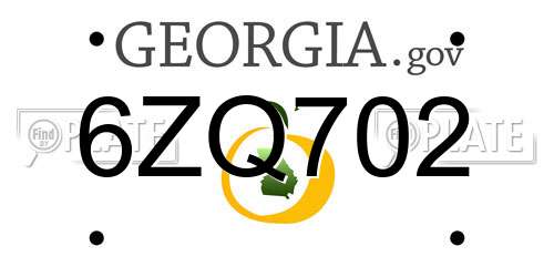 6ZQ702 Georgia License Plate
