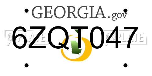 6ZQT047 Georgia License Plate
