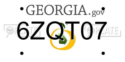 6ZQT07 Georgia License Plate