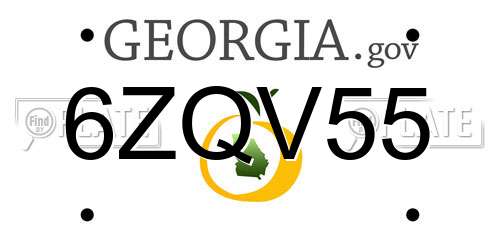 6ZQV55 Georgia License Plate