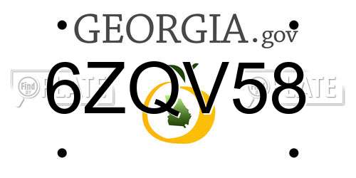 6ZQV58 Georgia License Plate