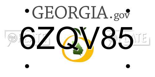 6ZQV85 Georgia License Plate