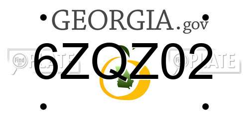 6ZQZ02 Georgia License Plate