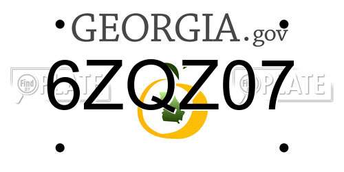 6ZQZ07 Georgia License Plate