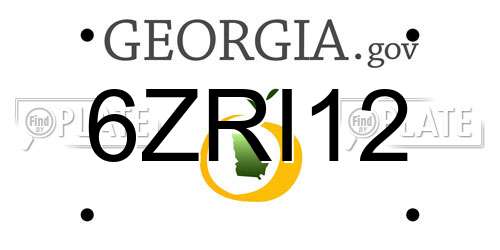 6ZRI12 Georgia License Plate