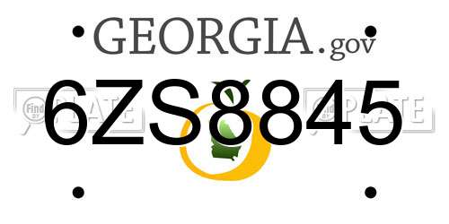 6ZS8845 Georgia License Plate