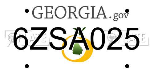 6ZSA025 Georgia License Plate