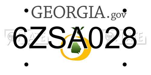 6ZSA028 Georgia License Plate