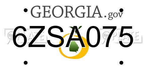 6ZSA075 Georgia License Plate