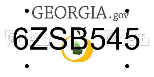 6ZSB545 Georgia License Plate