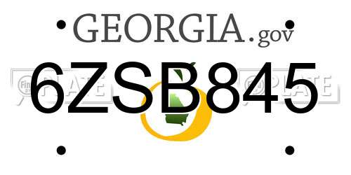 6ZSB845 Georgia License Plate
