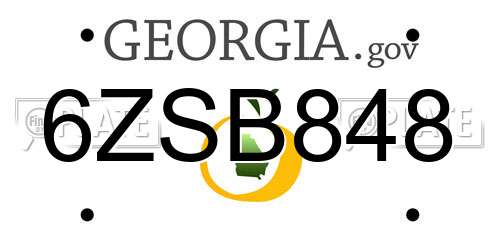 6ZSB848 Georgia License Plate