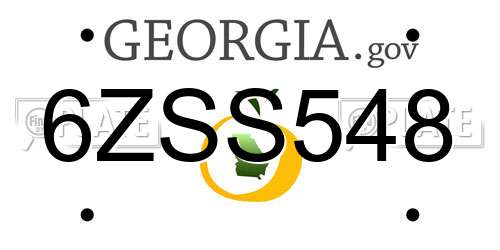 6ZSS548 Georgia License Plate