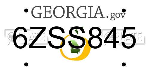 6ZSS845 Georgia License Plate