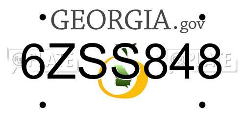 6ZSS848 Georgia License Plate