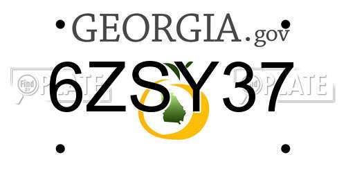 6ZSY37 Georgia License Plate