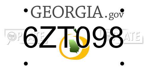 6ZT098 Georgia License Plate