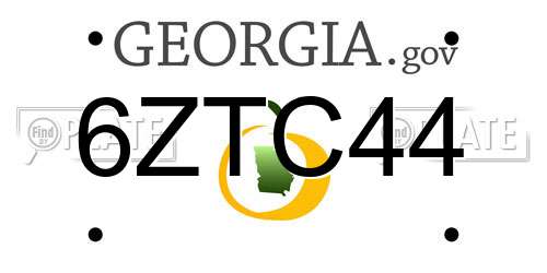 6ZTC44 Georgia License Plate