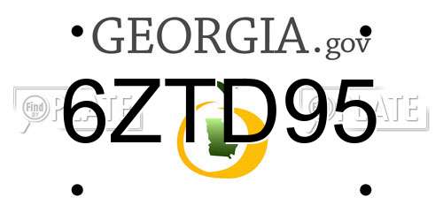 6ZTD95 Georgia License Plate