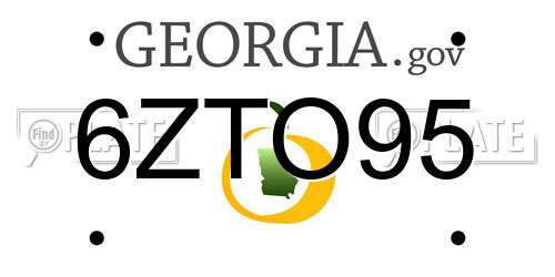 6ZTO95 Georgia License Plate