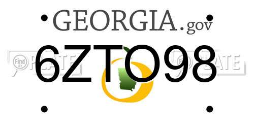6ZTO98 Georgia License Plate