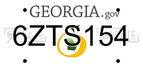 6ZTS154 Georgia License Plate