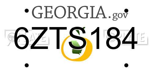 6ZTS184 Georgia License Plate