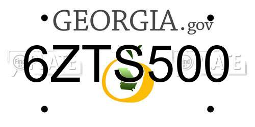 6ZTS500 Georgia License Plate