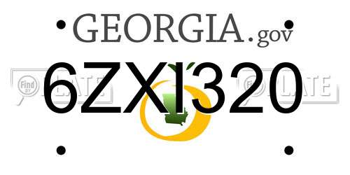 6ZXI320 Georgia License Plate